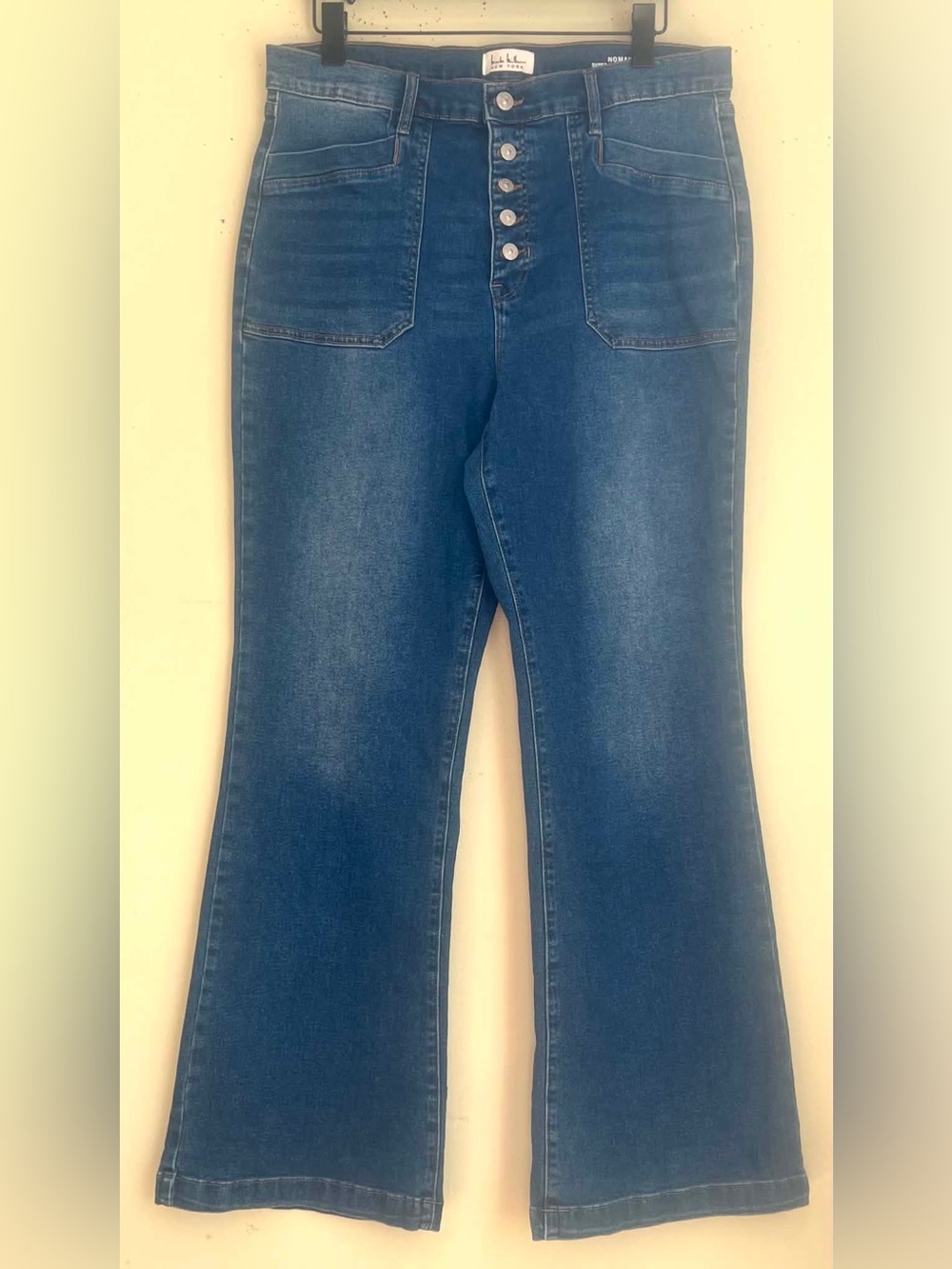 Nicole Miller Dark Blue High-Rise Flare Jeans